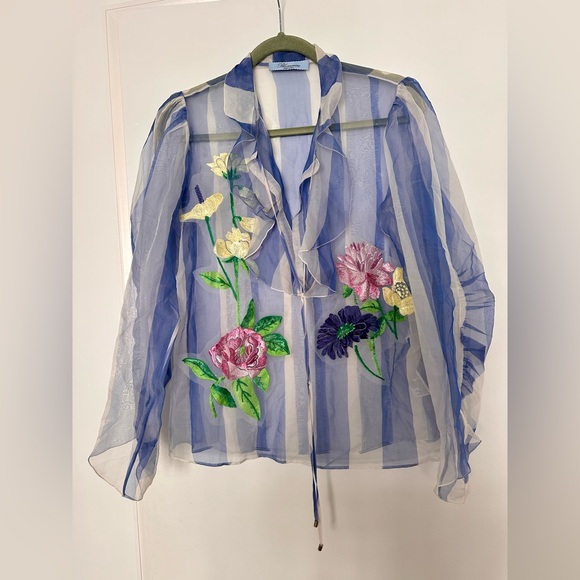 Blumarine Floral silk Sheer Blouse - Picture 3 of 16